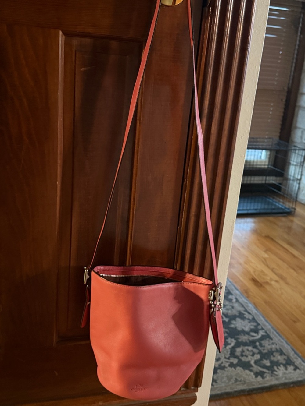 Coach Coral Pink Leather Crossbody Bag - Picture 10 of 10